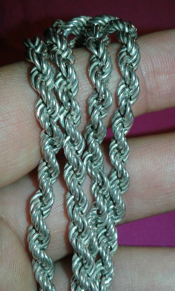 Solid sterling silver barley twist heavy chain mu… - image 9