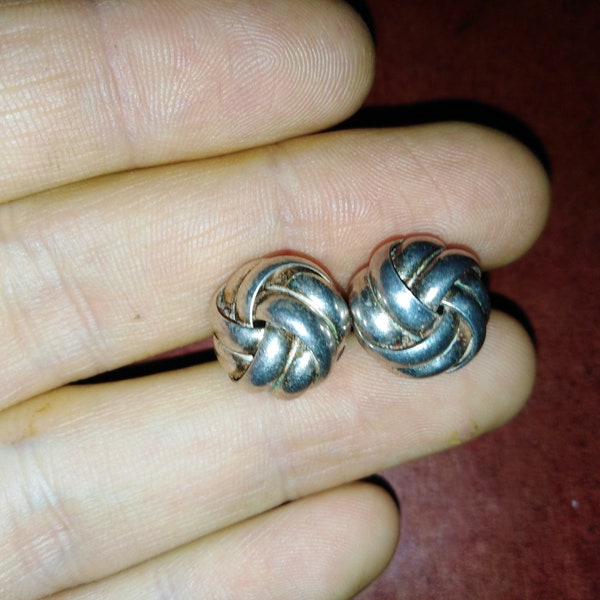 Solid sterling silver intertwist four layers  twisted handmade precious metal earrings - Prelovedbargains Treasurentreats