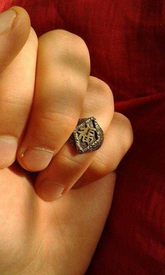 Solid sterling silver antique Blessing luck "Fu" … - image 8