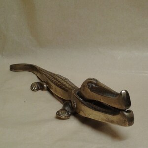 Crocodile shaped hinged brass nutcracker