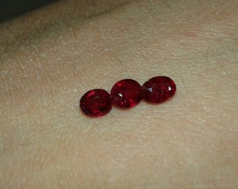 Rubis orgânicos soltos de 1,28 ct, trilogia oval não tratada, sem aquecimento, extraídos da terra, pedras preciosas naturais vermelho escarlate profundo, para joias personalizadas