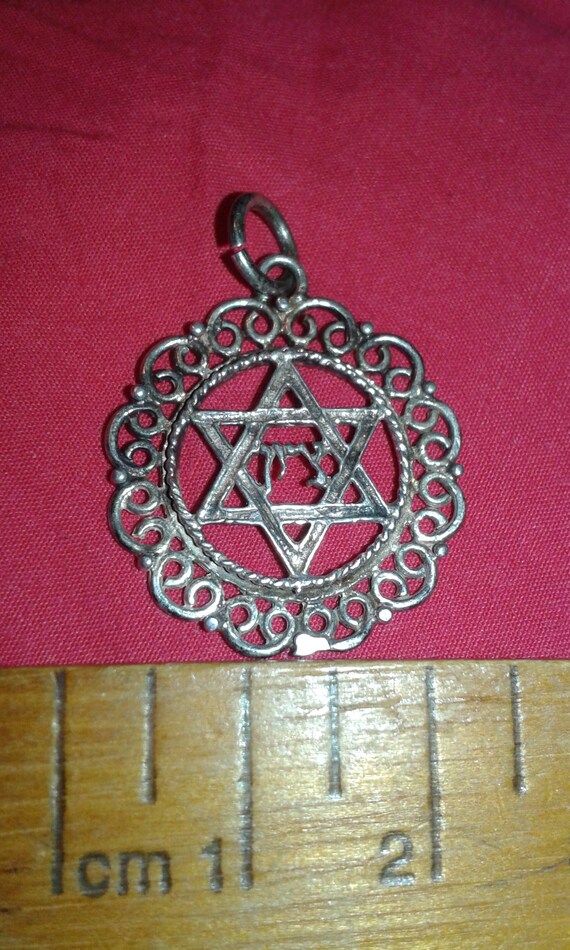 Solid sterling silver filigree Star of David pend… - image 6