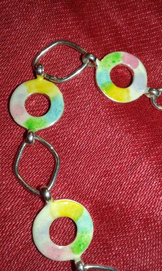 Solid sterling silver handpainted multicolour wat… - image 3