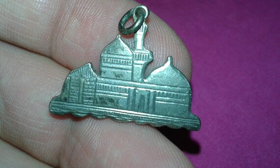 Solid sterling silver mosque bracelet charm Arabi… - image 2