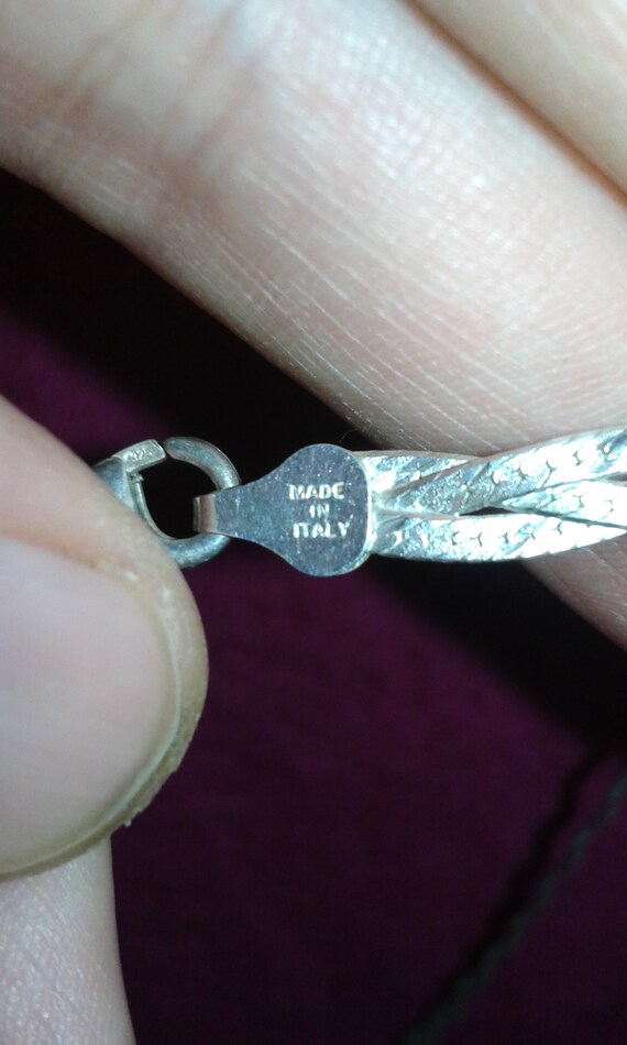 Triple plait solid sterling silver weave necklace… - image 6