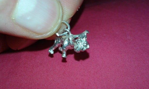 VINCENT SIMONE Sterling Silver Garnet Bulldog Magnifying Glass Pendant Necklace