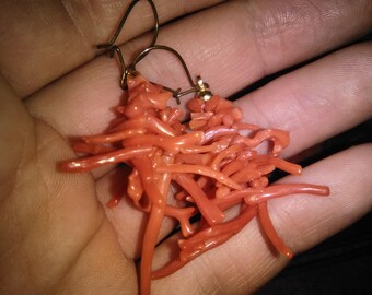 Italian branch coral earrings - Vintage retro genuine sea gathered gemstone jewellery - Organic fashion- Treasurentreats Prelovedbargains