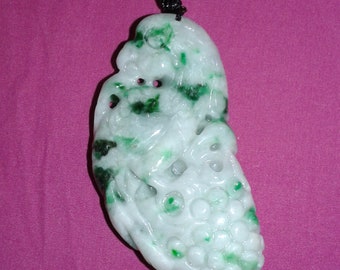 Untreated Jadeite A Jade Phoenix Parrot Peacock Pendant Handmade