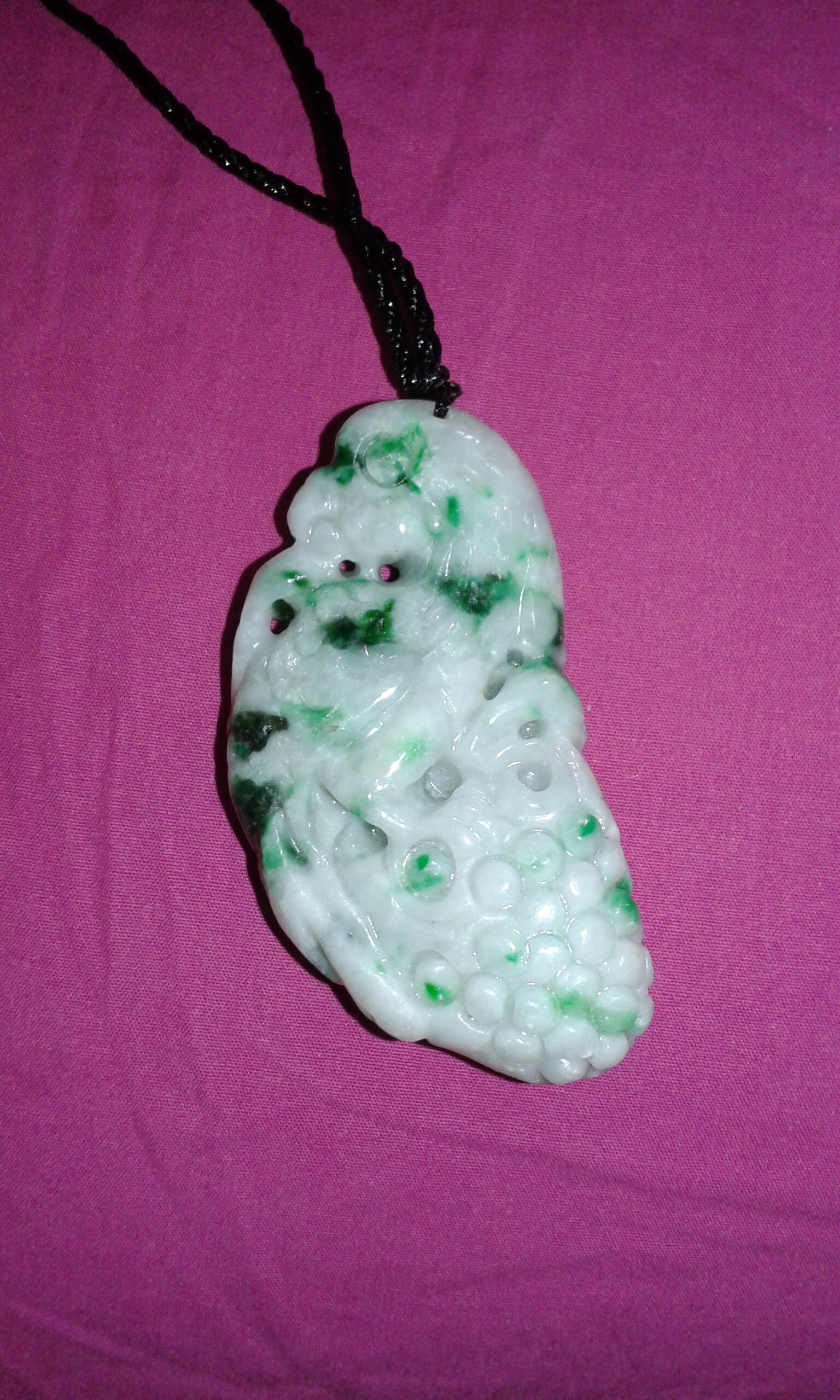 Untreated Jadeite A Jade Phoenix Parrot Peacock Pendant Handmade