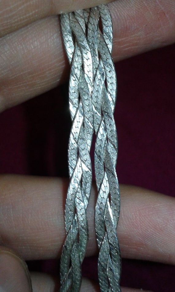 Triple plait solid sterling silver weave necklace 