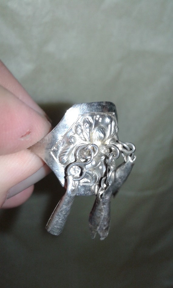 Chinese solid sterling silver adjustable antique … - image 2