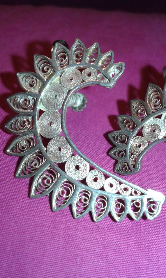 Solid sterling silver earrings Indian handmade tr… - image 3