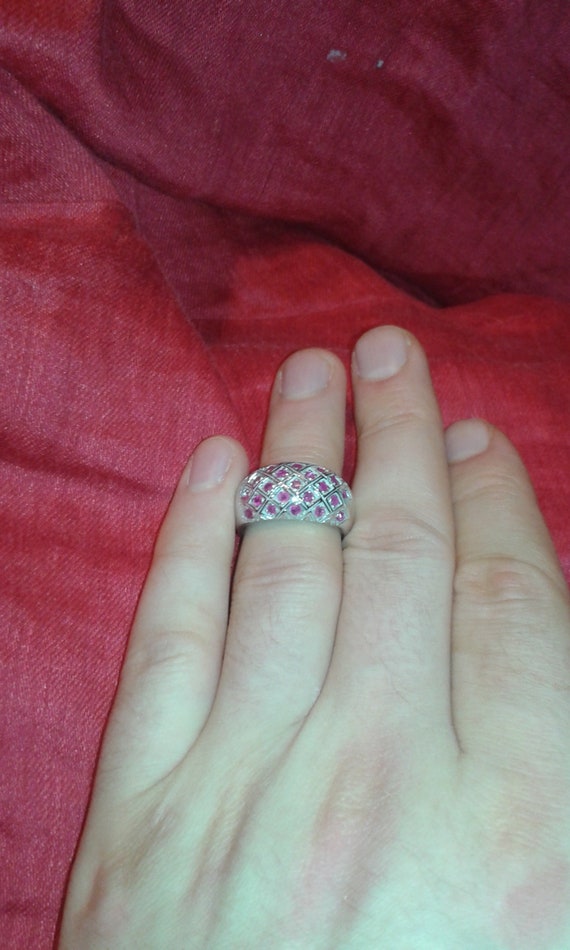 Heated only ruby solid sterling silver unisex men… - image 9