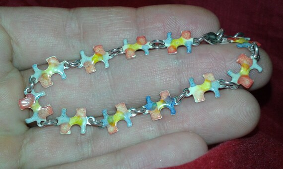 Solid sterling silver handpainted multicolour wat… - image 3