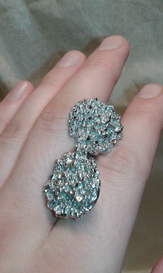 Solid sterling silver handmade druzy effect mens … - image 6