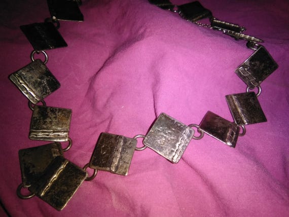 Solid sterling silver - Square polished silver pa… - image 8