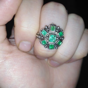 Spanish ring 17th century 1600s emerald and silver