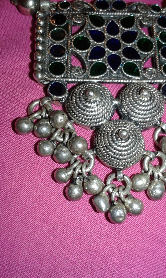 Solid sterling silver Metallic irridescent blue a… - image 4