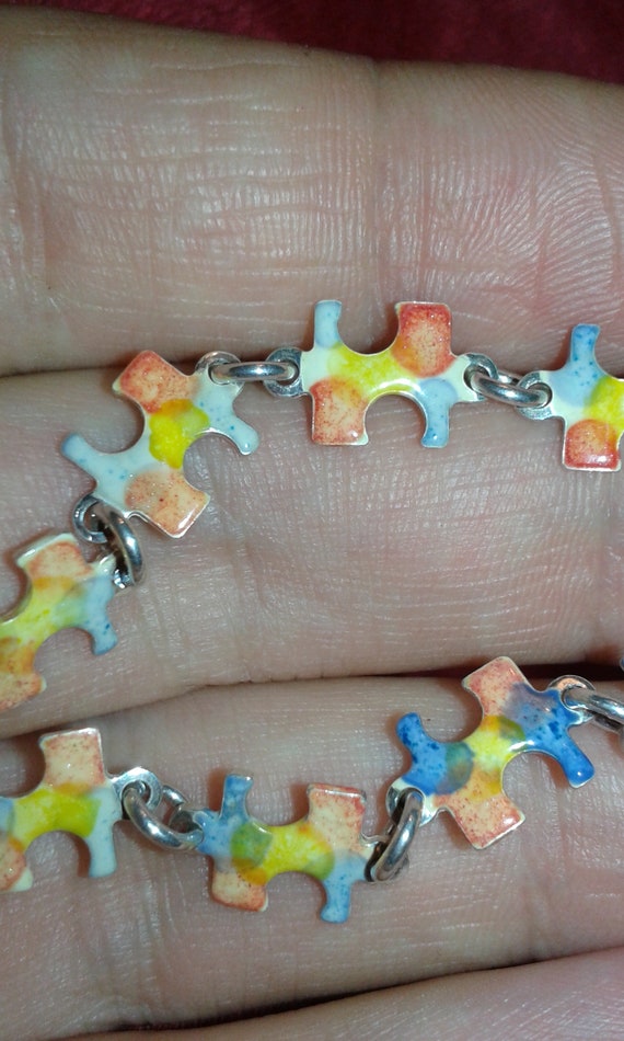 Solid sterling silver handpainted multicolour wat… - image 6