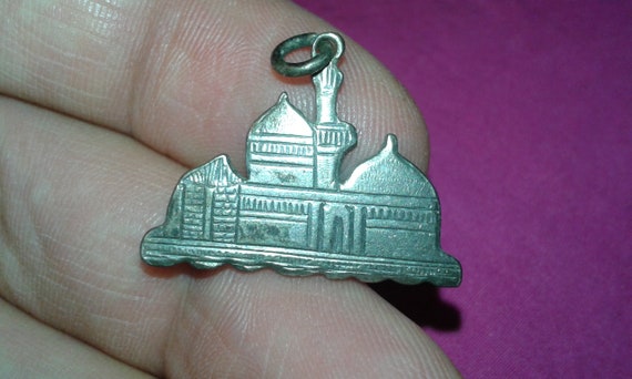 Solid sterling silver mosque bracelet charm Arabi… - image 3