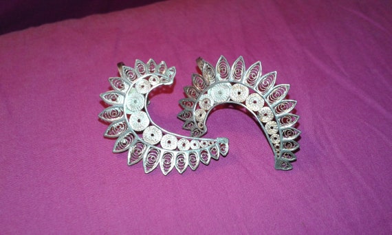 Solid sterling silver earrings Indian handmade tr… - image 1