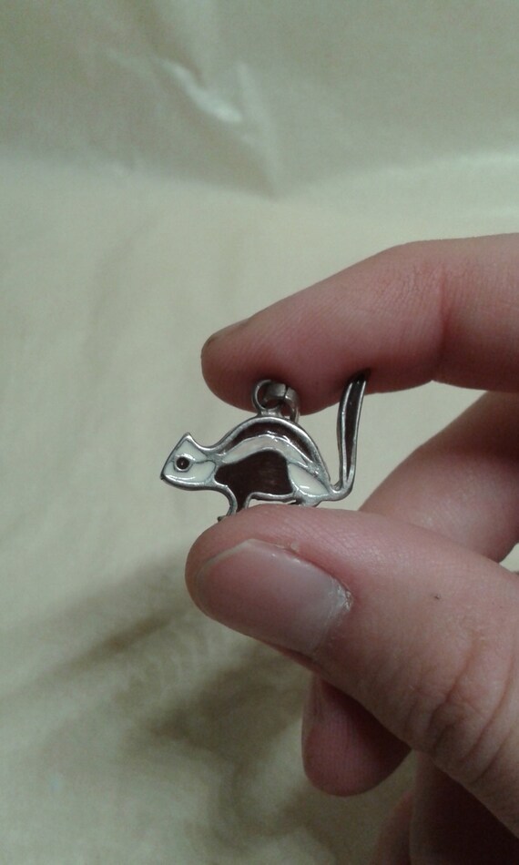 A solid sterling silver squirrel bracelet charm /… - image 2