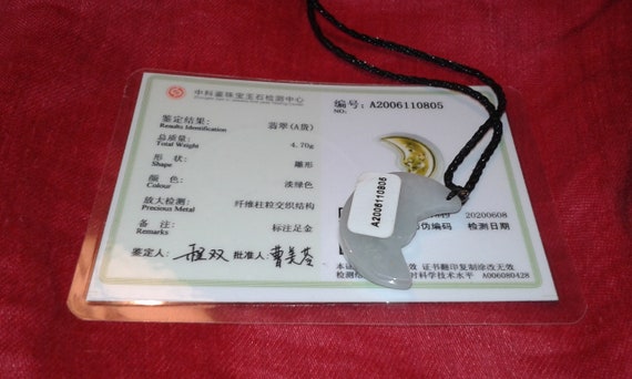 Nephrite Jade Solid gold foil leaf Moon planet lu… - image 7