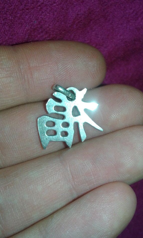 Solid sterling silver Chinese blessing luck symbo… - image 2