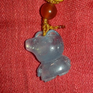 Icy blue Aquamarine Peppa Pig cartoon animation TV character pendant organic gemstone jewellery novelty stocking filler 1