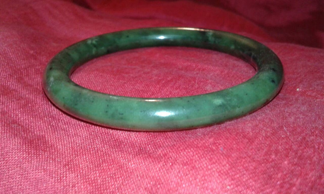 Untreated Hetian Spinach Jade Nephrite Bangle Traditional Chinese
