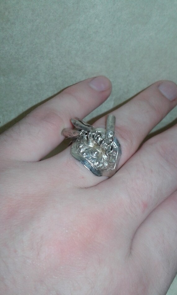 Chinese solid sterling silver adjustable antique … - image 4