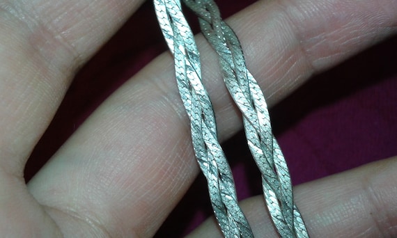 Triple plait solid sterling silver weave necklace… - image 9