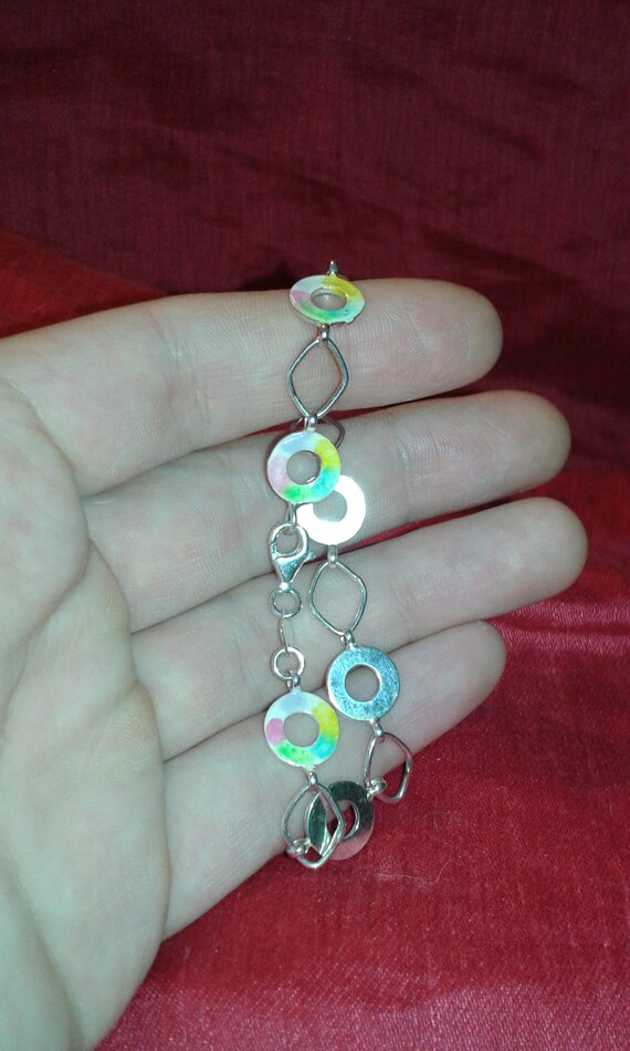 Solid sterling silver handpainted multicolour wat… - image 7