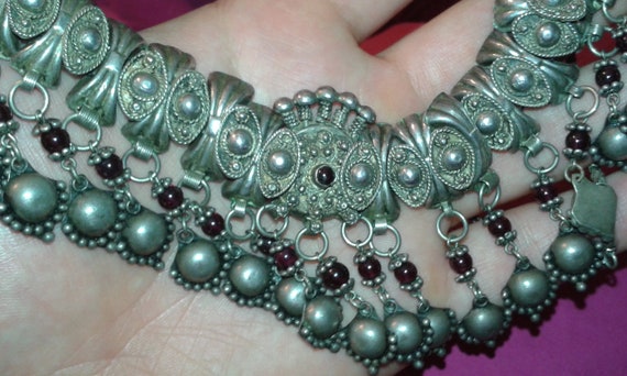 Rajasthani solid sterling silver garnet womens ta… - image 1