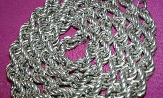 Solid sterling silver barley twist heavy chain mu… - image 4