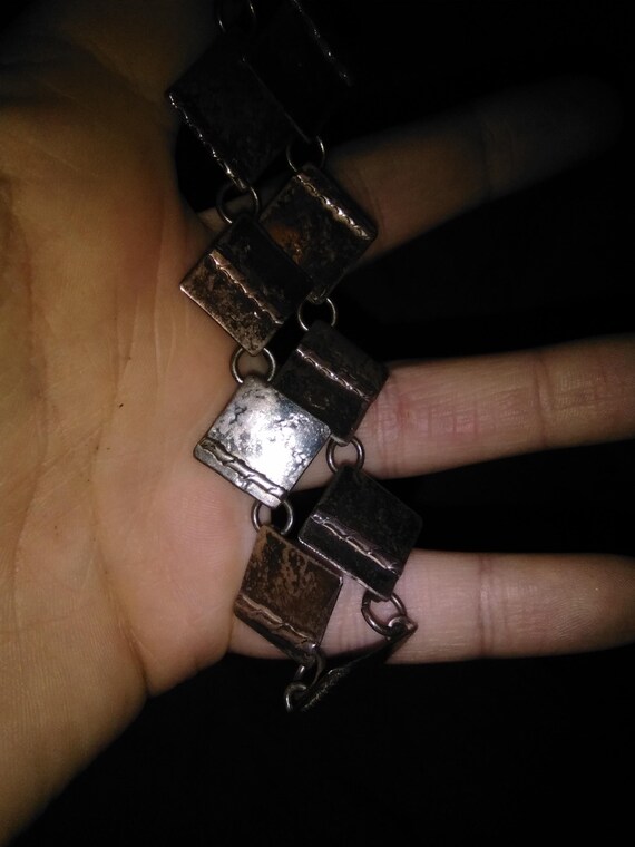 Solid sterling silver - Square polished silver pa… - image 3