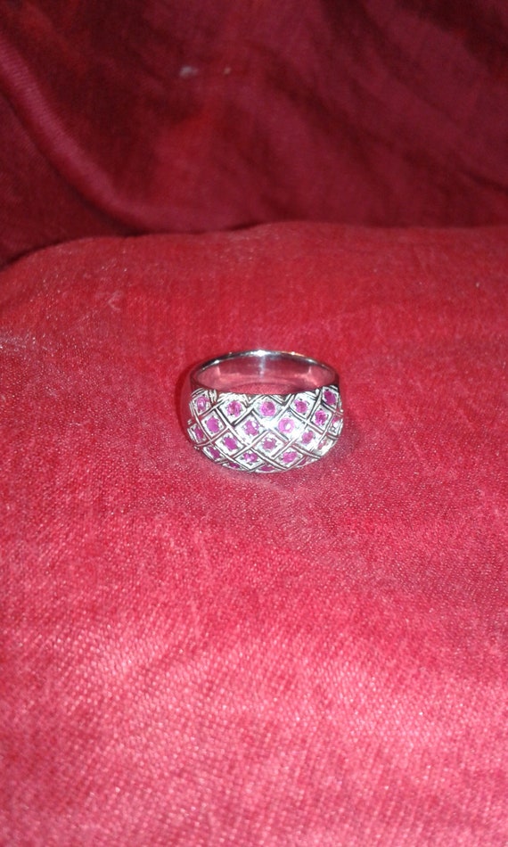 Heated only ruby solid sterling silver unisex men… - image 2