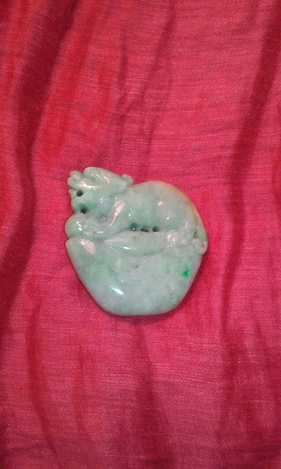 Jadeite A Jade PiXiu and pearl orb atop a YuanBao 