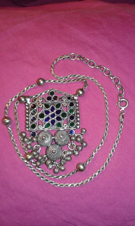 Solid sterling silver Metallic irridescent blue a… - image 7