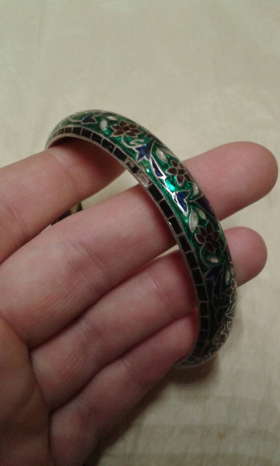 Chinese solid sterling silver and iridescent impe… - image 4