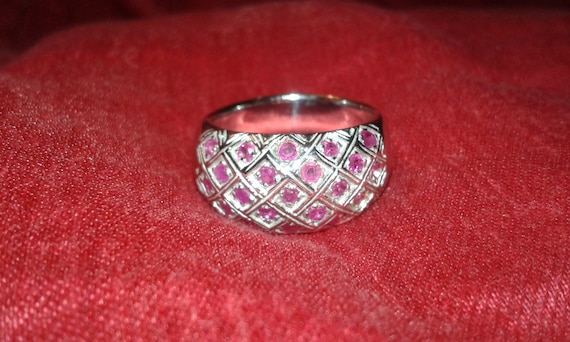 Heated only ruby solid sterling silver unisex men… - image 1