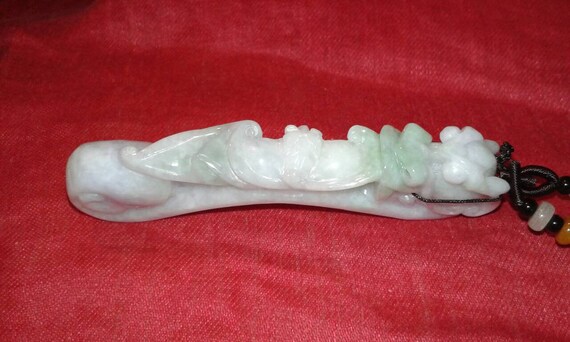 Untreated Jadeite A Jade Belt Buckle pendant Drag… - image 6