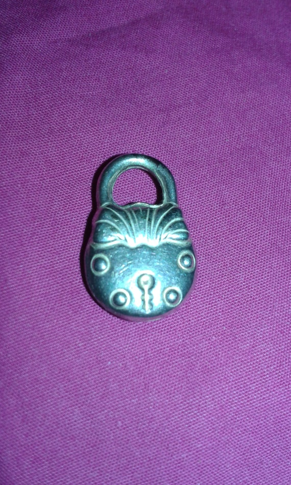 Solid sterling silver handbag lock bracelet charm… - image 3