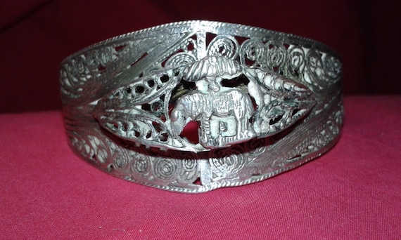 Elephant design solid sterling silver filigree hi… - image 1