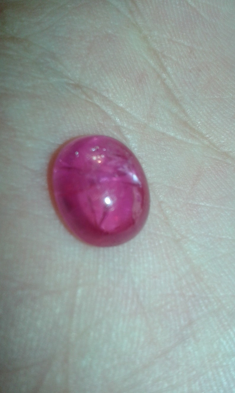 6,88 ct naturlig, endast utvunnen vid låg värme, oval cabochon, rubin, rosa safir, lös ädelsten, anpassad smyckestillverkning, monteringsring, dödsbohänge bild 1