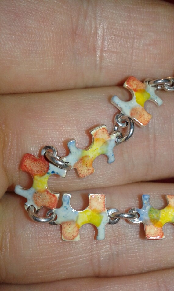 Solid sterling silver handpainted multicolour wat… - image 5