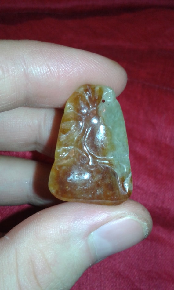 Untreated A Jadeite Jade orange brown rich mottled