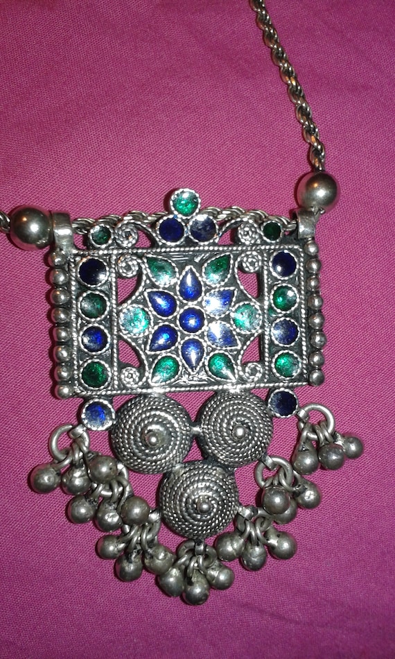 Solid sterling silver Metallic irridescent blue a… - image 2