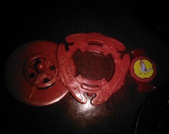 Beyblade - Kelloggs - Red hand spun spinning top with red Bitbeast - Cereal box toy - Japanese Anime memorabilia - Prelovedbargains