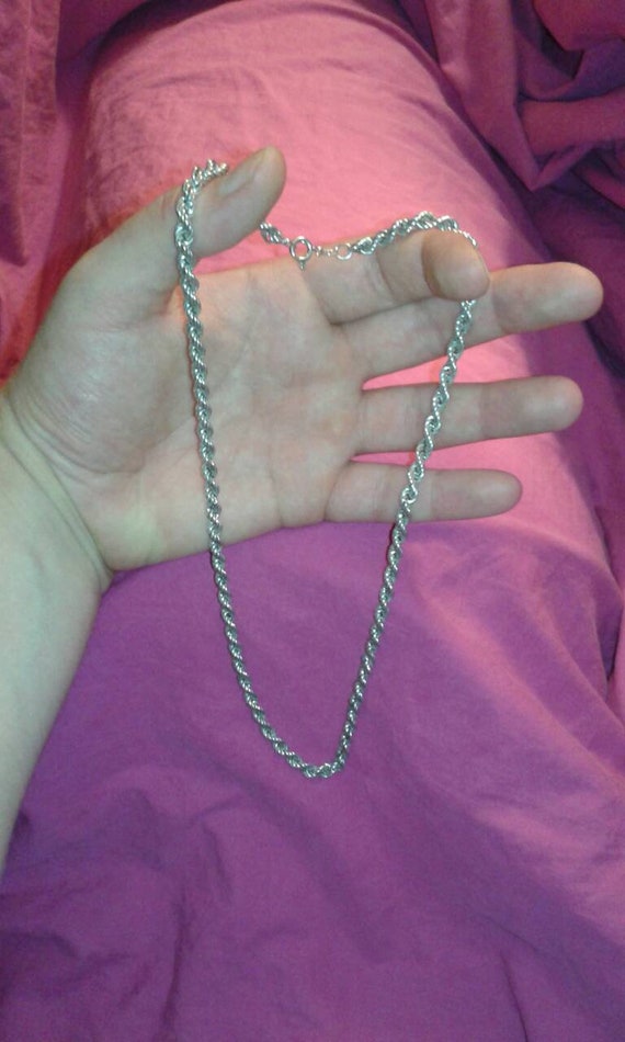 Solid sterling silver barley twist heavy chain mu… - image 10